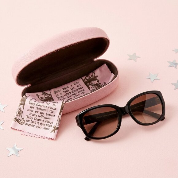 Juicy Couture Sienna/S Sunglasses Rhinestone Heart Black Y2K w/ Pink Case main image 4